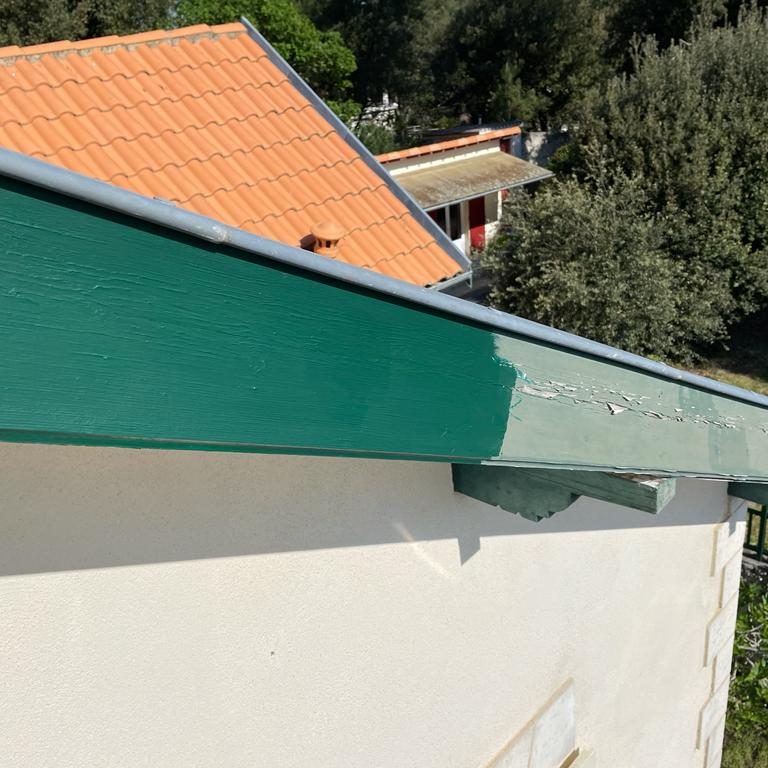 Bas de toiture avec planche de rive et gouttière